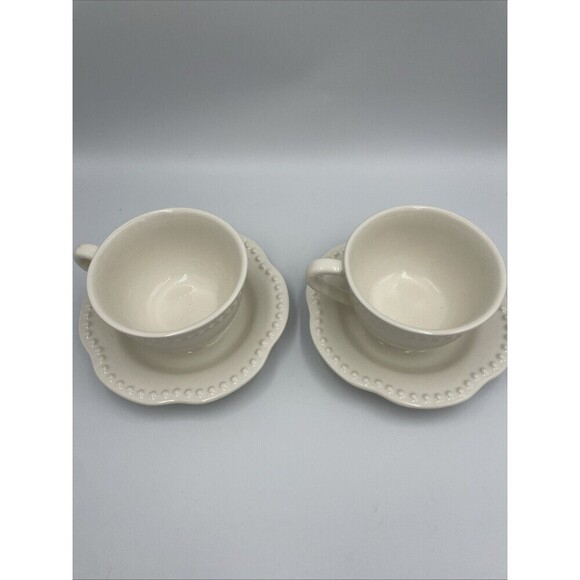 Pottery Barn Emma Beaded Ivory Colored Cup & Saucer Gifts Replacements S… - Picture 5 of 5